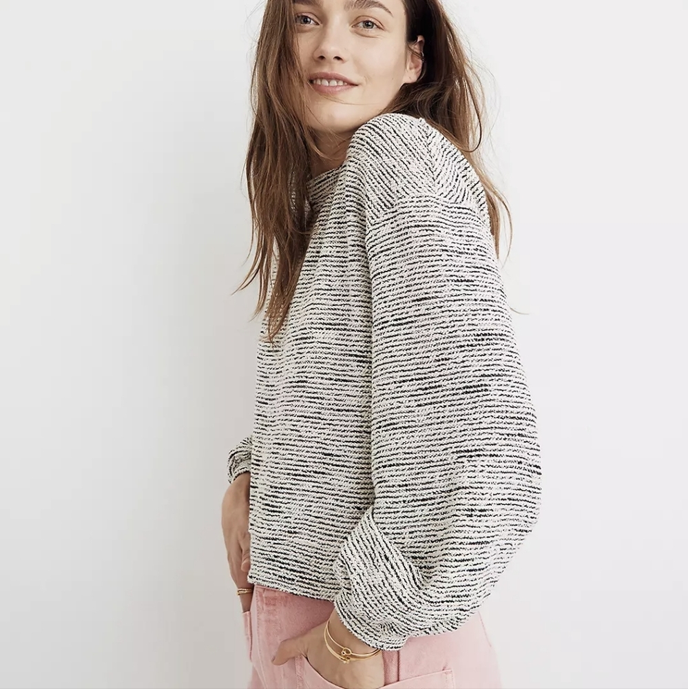 Madewell texture & thread bubble sleeve sweater top